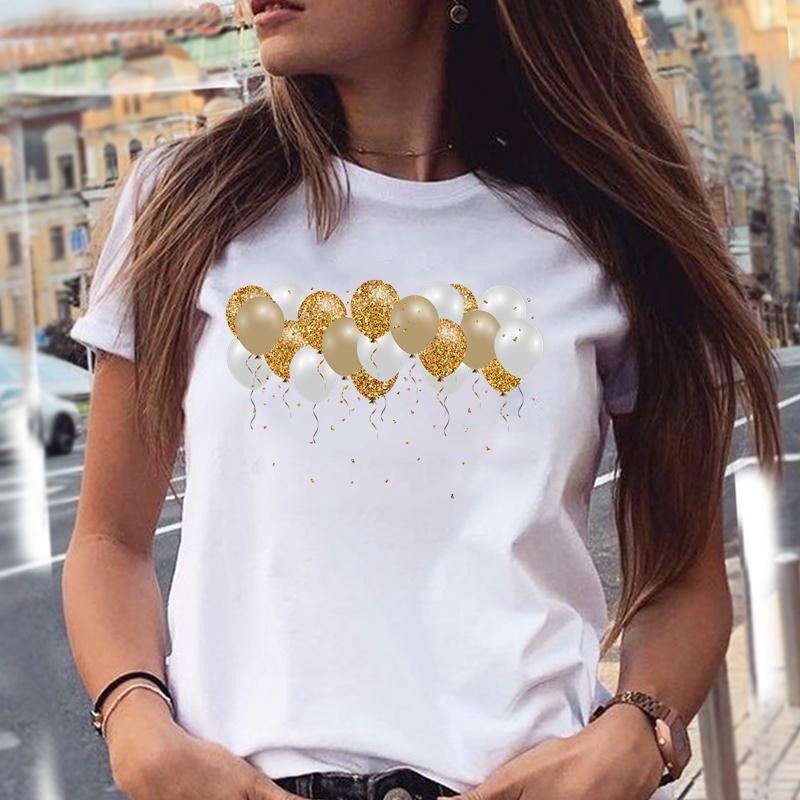 Foreign Trade European Size Summer Women's T-Shirt Funny Graphic Print Women's Fashion Print Top Short Sleeve - Image 1