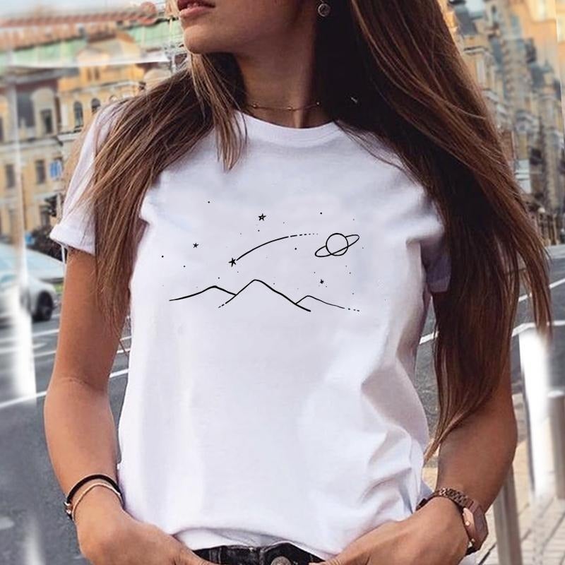 Foreign Trade European Size Summer Women's T-Shirt Funny Graphic Print Women's Fashion Print Top Short Sleeve - Image 5