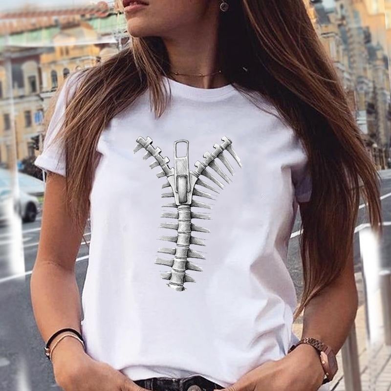 Foreign Trade European Size Summer Women's T-Shirt Funny Graphic Print Women's Fashion Print Top Short Sleeve - Image 2