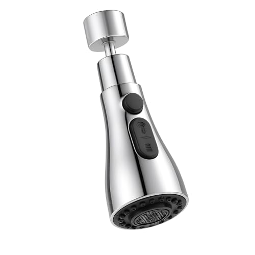 DALUCI Kitchen Tap Extender for Sink 360° Rotating Tap Extension Flexible Faucet Extender with 3 Mode Spray Head Splash Proof Water Tap Extension for Kitchen Sink Fits 22mm 24mm Taps (Chrome) - Image 1