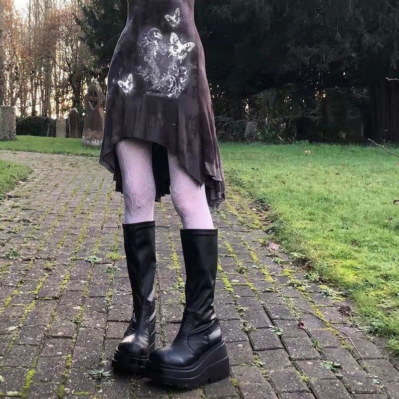 Black French Slimming Small Thick Bottom Boots Women's Long Boots Autumn and Winter New Fashion Retro High Knights Boots - Image 3