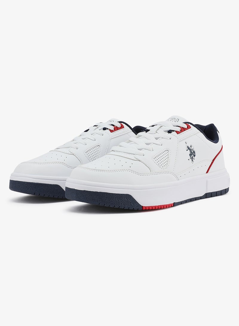 U.S. Polo Assn. Men's White Sneakers - Lightweight Shoes Modern Design with Red and Navy Accent - Image 4