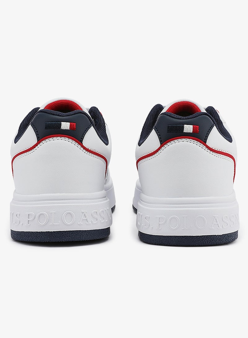 U.S. Polo Assn. Men's White Sneakers - Lightweight Shoes Modern Design with Red and Navy Accent - Image 3