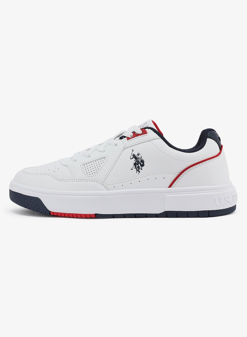 U.S. Polo Assn. Men's White Sneakers - Lightweight Shoes Modern Design with Red and Navy Accent - Image 2