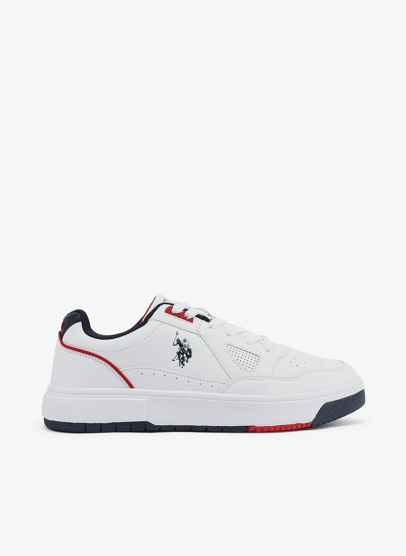 U.S. Polo Assn. Men's White Sneakers - Lightweight Shoes Modern Design with Red and Navy Accent - Image 1