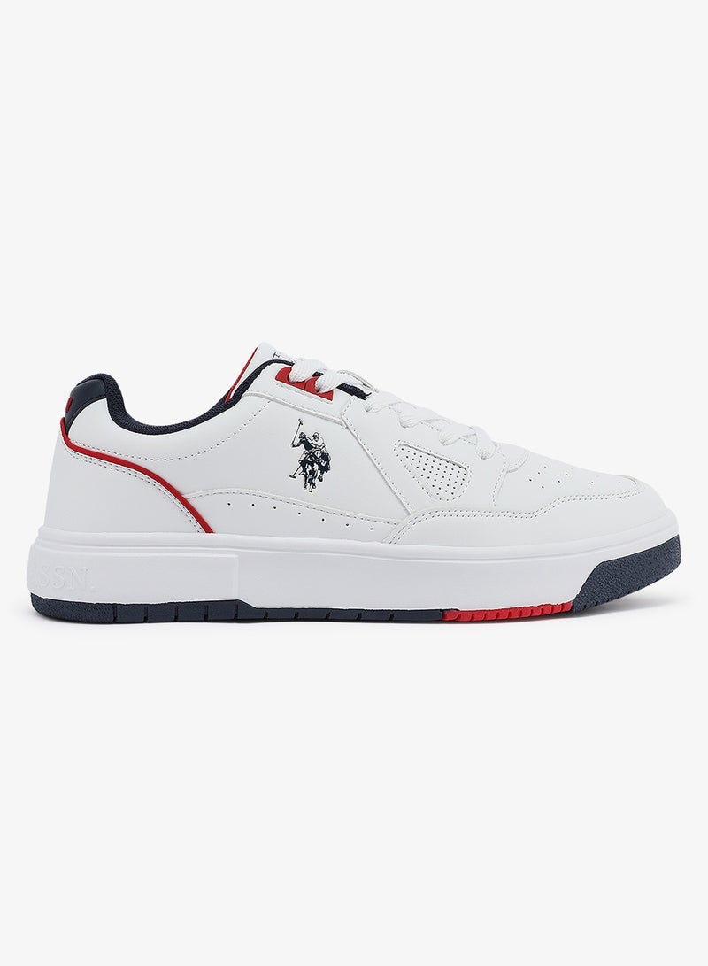 U.S. Polo Assn. Men's White Sneakers - Lightweight Shoes Modern Design with Red and Navy Accent - Image 2