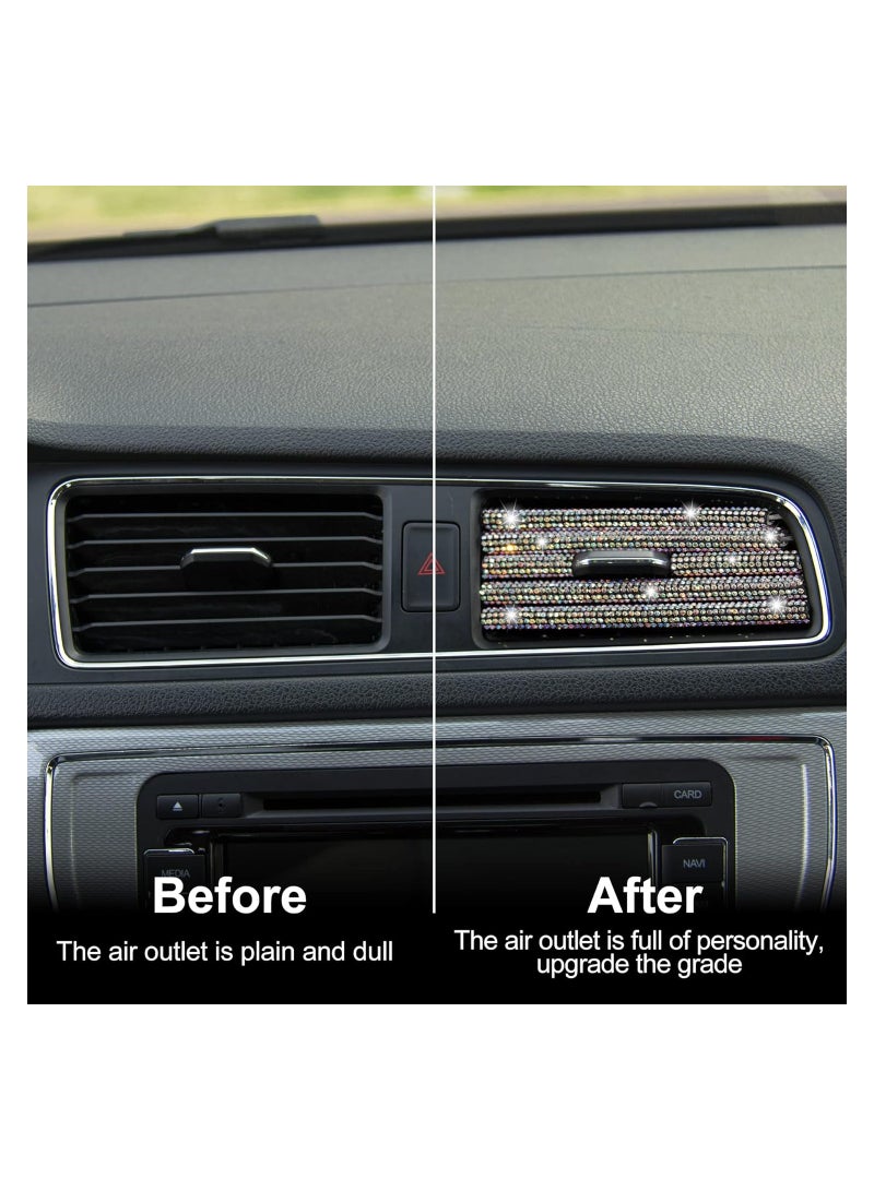 SYOSI 10PCS Bling Car Air Vent Outlet Moulding Trim Car Air Conditioner Decoration Strip Self Adhesive Bling Rhinestone Diamond Car Interior Exterior Accessories for Women and Teens Colorful - Image 2
