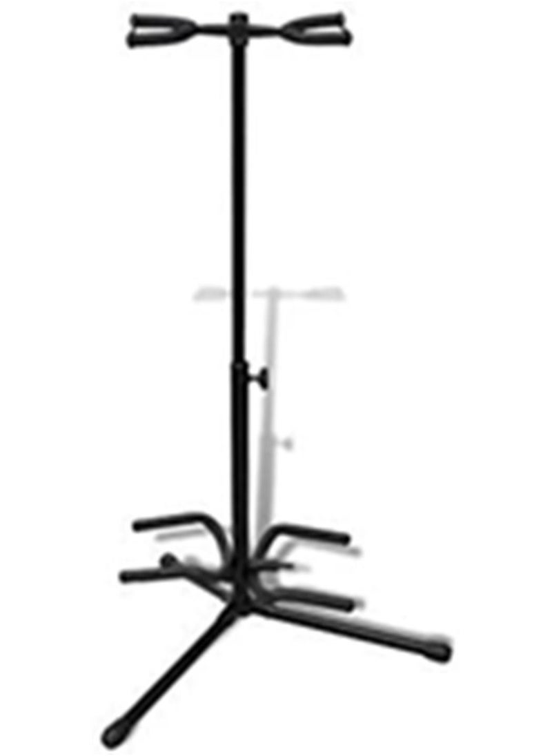 Mike Music Adjustable Double Guitar Stand; Holds Two Electric or Acoustic Guitars (Double Stand, Black)  - Image 1