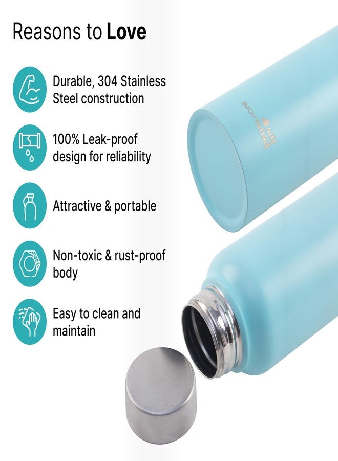 The Better Home Stainless Steel Water Bottle 1 Litre | Leak Proof, Durable & Rust Proof | Non-Toxic & BPA Free Steel Bottles 1+ Litre | Eco Friendly Stainless Steel Bottle | Pack of 3 - Image 2