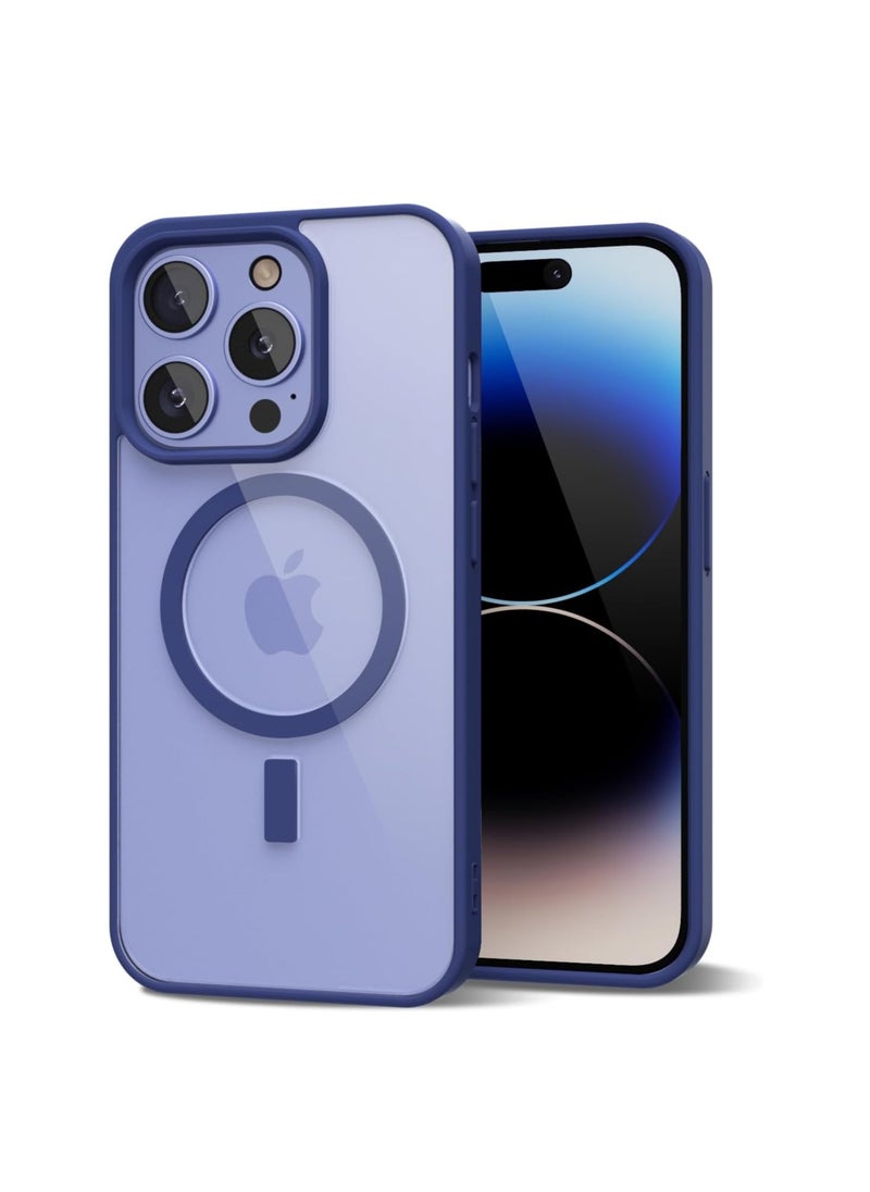 Generic iPhone 14 Pro Case Clear Magnetic Compatible with Magsafe, Thin Slim Transparent Non Yellowing, Hybird Soft Silicone Bumper & Hard Plastic Protective Cover for Women, Blue 