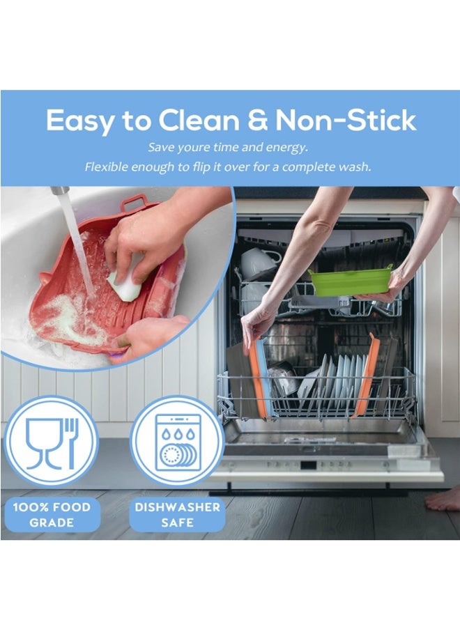 إيهوم بطانات سيليكون مربعة الشكل للقلاية الهوائية، سلة غير لاصقة قابلة لإعادة الاستخدام من الدرجة الغذائية من السيليكون، إكسسوارات صينية خبز سيليكون للقلاية الهوائية، مقاس علوي 8 بوصة، مقاس سفلي 7 بوصة (أحمر) - Image 4