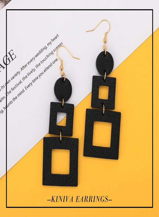 KINIVA Big Dangle Earrings for Women Trendy, Lightweight Boho Earrings Drop, Fashion Gifts for Christmas (38 Black) - Image 4