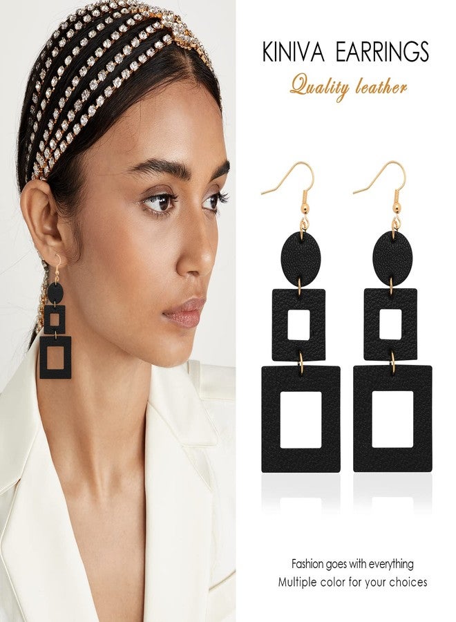 KINIVA Big Dangle Earrings for Women Trendy, Lightweight Boho Earrings Drop, Fashion Gifts for Christmas (38 Black) - Image 2