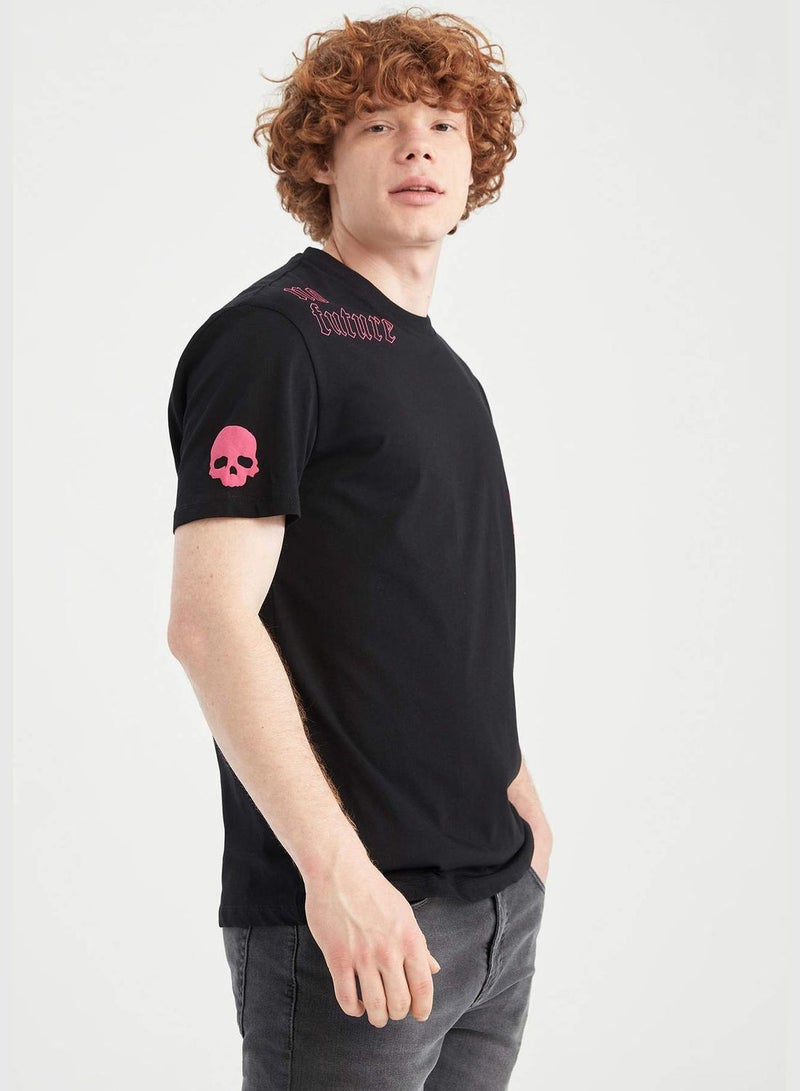 DeFacto Regular Fit Short Sleeve Back Skull Print T-Shirt  - Image 3
