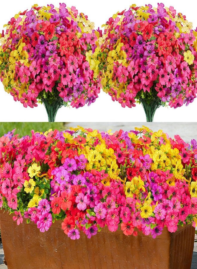InnoGear Artificial Flowers for Outdoors, 12 Bundles UV Resistant Fake Silk Flowers for Outside Faux Spring Summer Decor Flower for Outdoor Indoor Garden Home Decoration Porch Patio (Mixed 4 Colors) - Image 1