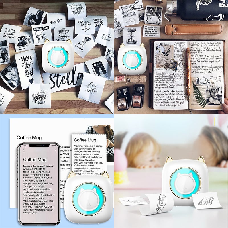 Mini Pocket Printer Portable Thermal Printer Wireless BT Connection 203DPI for Picture Label DIY Handcraft List Memo Notes Journal Receipt Paper Instant Sticker with 6 Thermal Paper Roll & 5pcs - Image 5