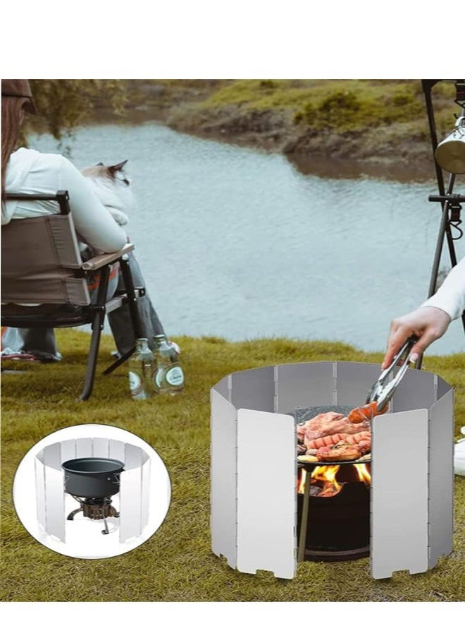 Generic Camping Stove Windscreen, 10 Plates Folding Outdoor Stove Windshield Camp Stove Wind Screen Aluminium Alloy Windshield with Drawstring Bag for Camping,Hiking,Picnic,Cooking  - Image 4