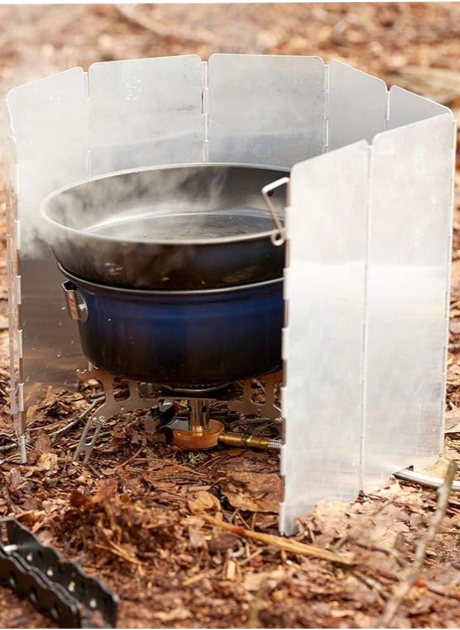 Generic Camping Stove Windscreen, 10 Plates Folding Outdoor Stove Windshield Camp Stove Wind Screen Aluminium Alloy Windshield with Drawstring Bag for Camping,Hiking,Picnic,Cooking  - Image 5