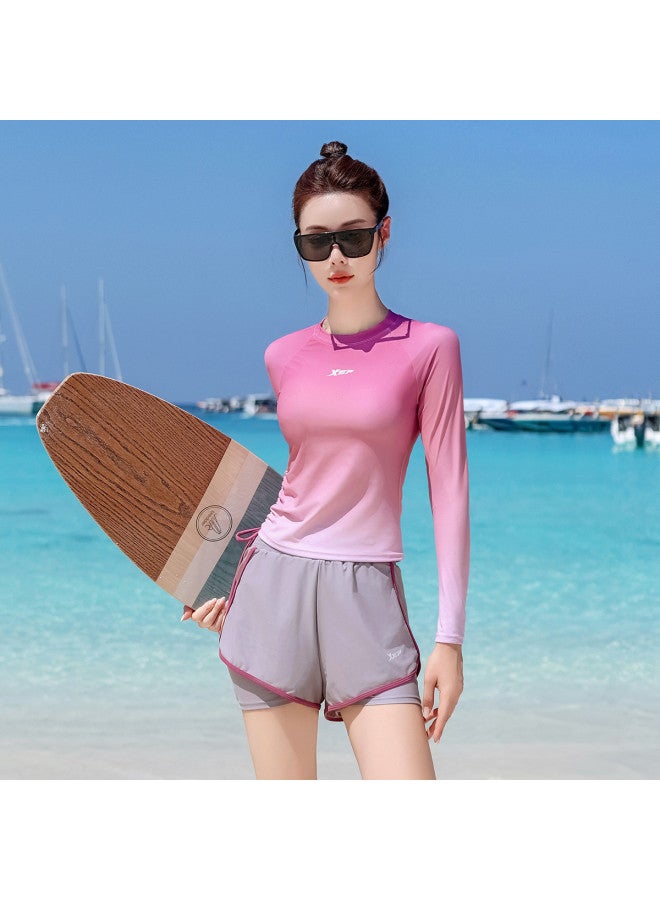 XTEP Split Swimsuit And Swim Cap Set For Women, High-end Conservative Swimsuit, Slimming And Belly-covering, Gradient Casual Sportswear - Image 4