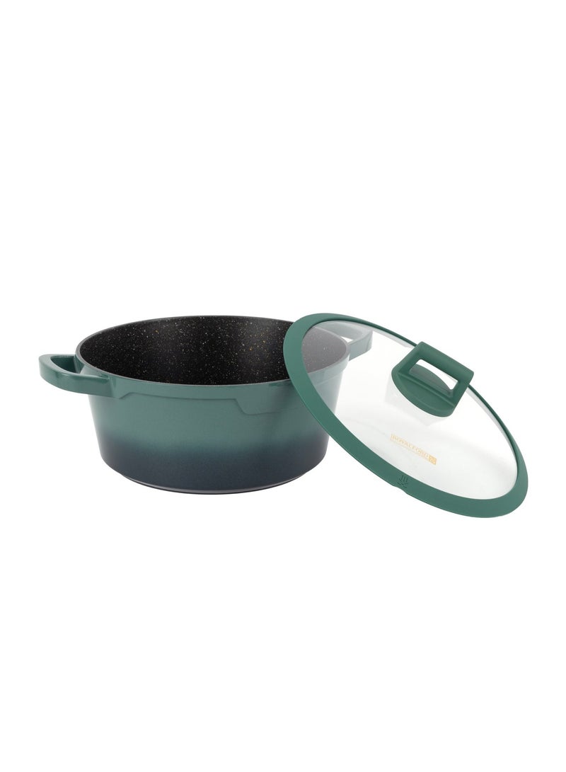 رويال فورد Royalford 12pcs Dual Tone Delight Die-Cast Aluminum Cookware Set RF12950 Granite Coated, with 4 mm Base, Strong Extended Handles, Bakelite Knob, Tempered Glass Lid Induction Compatible - Image 3
