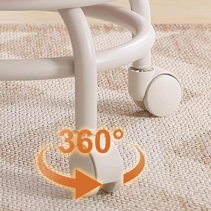 Drumstone Drumstone 360 Degree Rotating Rolling Movable Mini Stool with Wheels Backrest Low Height Rolling Stool Short Small Stool Chair Pulley Wheel Stool for Kids - Image 4