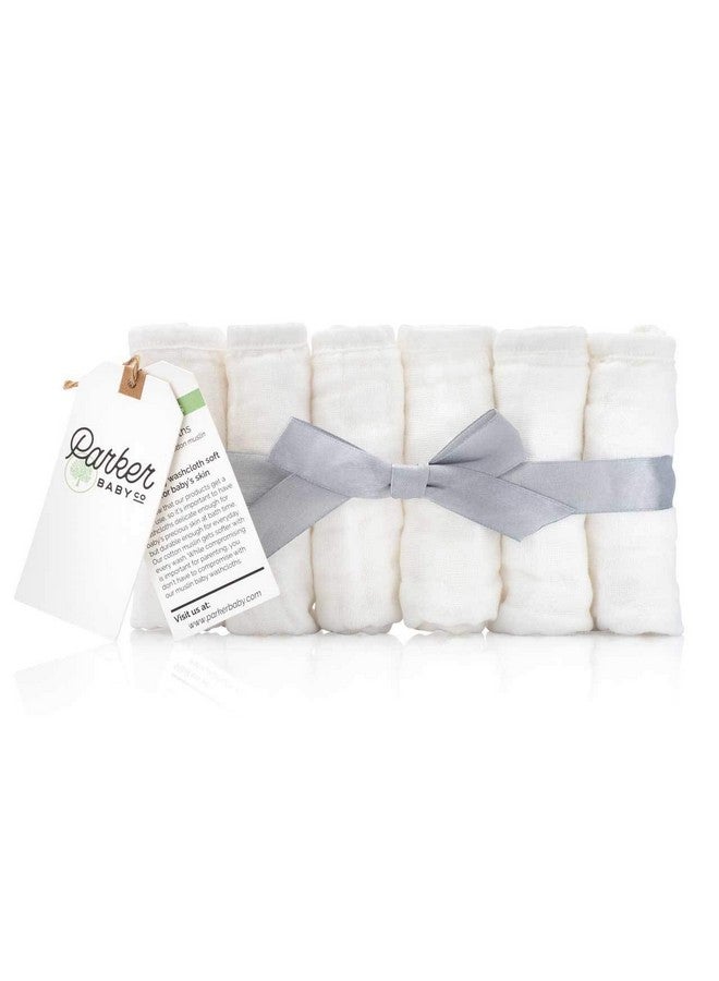 Parker Baby Co. Parker Baby Washcloths - 6 Pack of 100% Cotton Muslin Wash Cloths - Soft, Absorbent and Natural - White  - Image 1