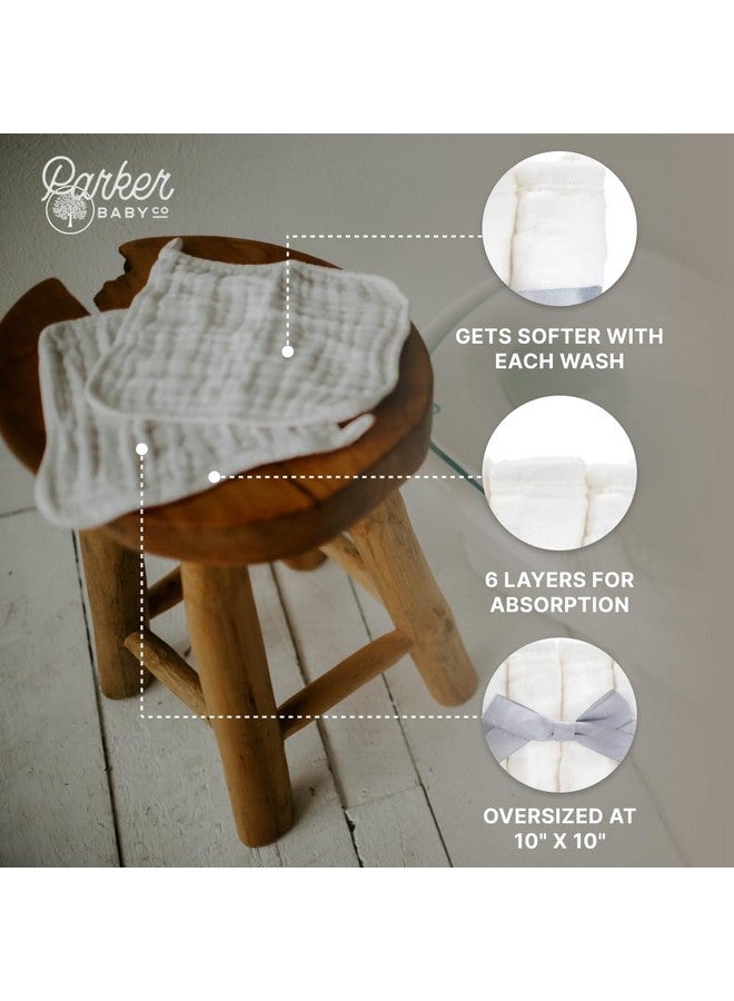 Parker Baby Co. Parker Baby Washcloths - 6 Pack of 100% Cotton Muslin Wash Cloths - Soft, Absorbent and Natural - White  - Image 4