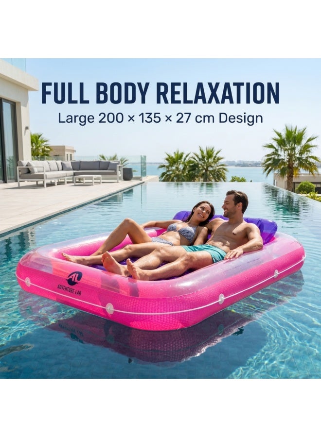 Adventure Lab Inflatable Tanning Pool Lounge Float with Removable Pillow – Large 200 x 135 cm Suntan Pool Float for Adults, Personal Cooling Pool Raft, Heavy-Duty UV Resistant Vinyl Lounger for Pool, Beach & Summer Relaxation - Image 2