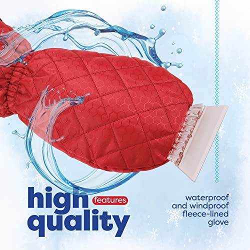 SCRUBIT Ice Scraper with Glove - Car Windshield Scraper for Ice and Snow w/Fleece Mitt - Quickly Scrape and Remove Snow While Staying Warm - Waterproof & Windproof - Car Scraper Snow Brush (Red) - Image 5