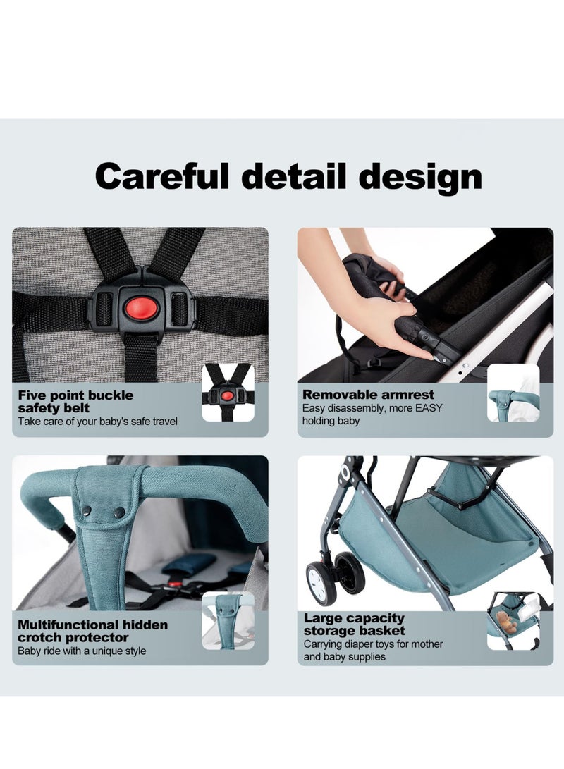 بيبي لاند عربة أطفال للجلوس أو الاستلقاء خفيفة الوزن بمظلة قابلة للطي عربة أطفال بعمر 0-3 سنوات عربة أطفال واحدة - Image 3