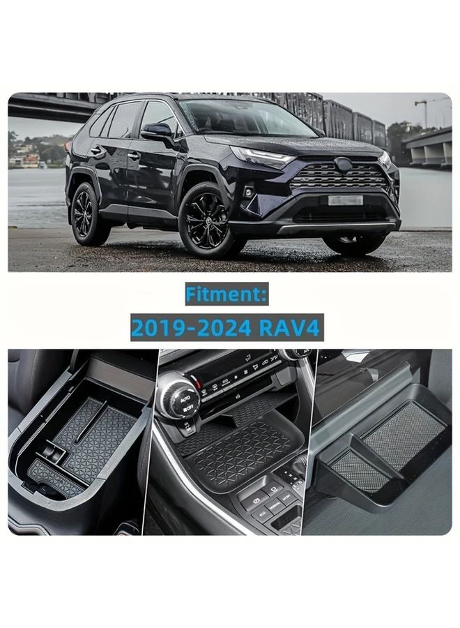 3 قطع صينية تخزين سوداء للكونسول الوسطي متوافقة مع موديلات RAV4 2019-2025 - Image 2