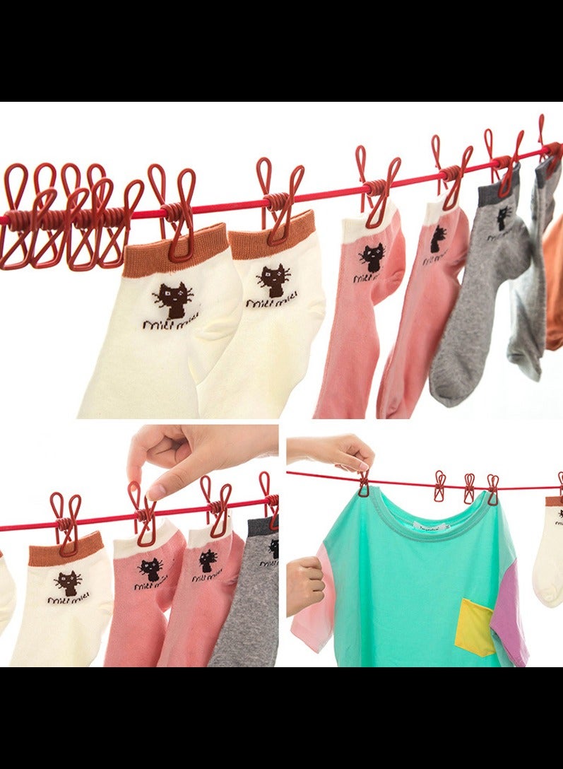 حبل الغسيل المحمول للسفر، 2 قطعة، قابل للسحب، خط الملابس مع 12 مقطع ملابس، لخط تجفيف الغسيل الداخلي، اكسسوارات التخييم في الهواء الطلق - Image 2