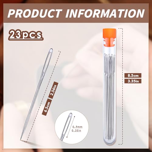 JNENERY Hand Sewing Needles, 2.56-inch Large Eye Sewing Sharp Needles, Leather Needle Embroidery Thread Needle for Crafts, Repair Stitching with a Bottle(23 PCS) - Image 2