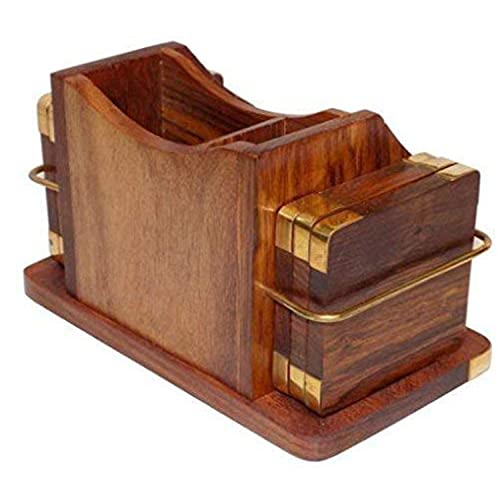 CRAFTCASTLE Wooden Drink Coasters, Wood Table Coaster Set of 6 for Coffee Mugs, Tea Cups, Beer cans, bar tumblers, and Water Glasses - Image 5