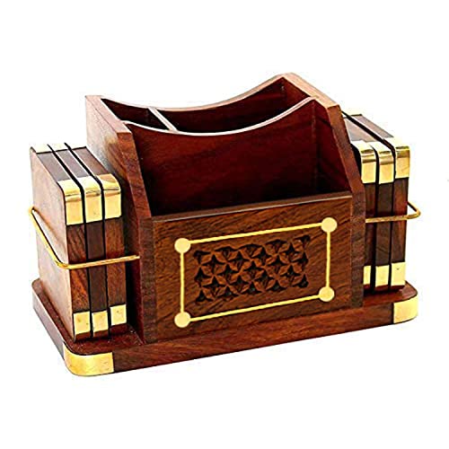 CRAFTCASTLE Wooden Drink Coasters, Wood Table Coaster Set of 6 for Coffee Mugs, Tea Cups, Beer cans, bar tumblers, and Water Glasses - Image 1