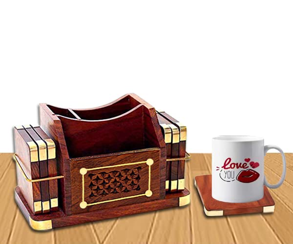 CRAFTCASTLE Wooden Drink Coasters, Wood Table Coaster Set of 6 for Coffee Mugs, Tea Cups, Beer cans, bar tumblers, and Water Glasses - Image 4