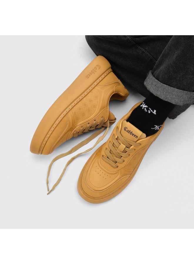 Cabbeen Men's Shoes Autumn New Trend Flat Round Toe Lace-up Casual Sneakers Maillard Color Scheme Retro Fashion Skate Shoes - Image 4