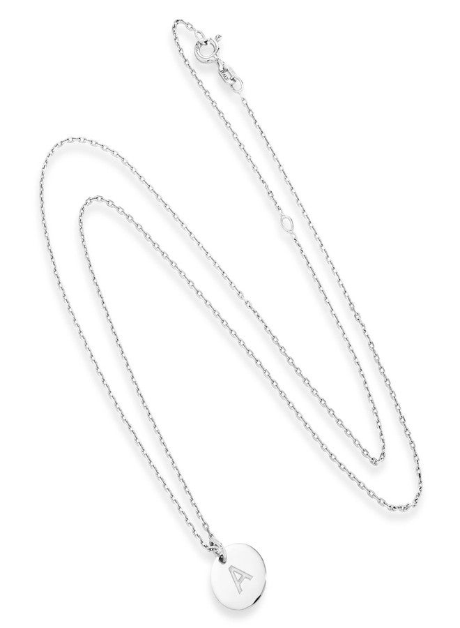 Miabella 925 Sterling Silver or 18K Yellow Gold Plated Dainty Round Initial Pendant Necklace for Women/Adjustable Chain 18 to 20 Inch/Letters A-Z/Made in Italy (M, sterling silver) - Image 2