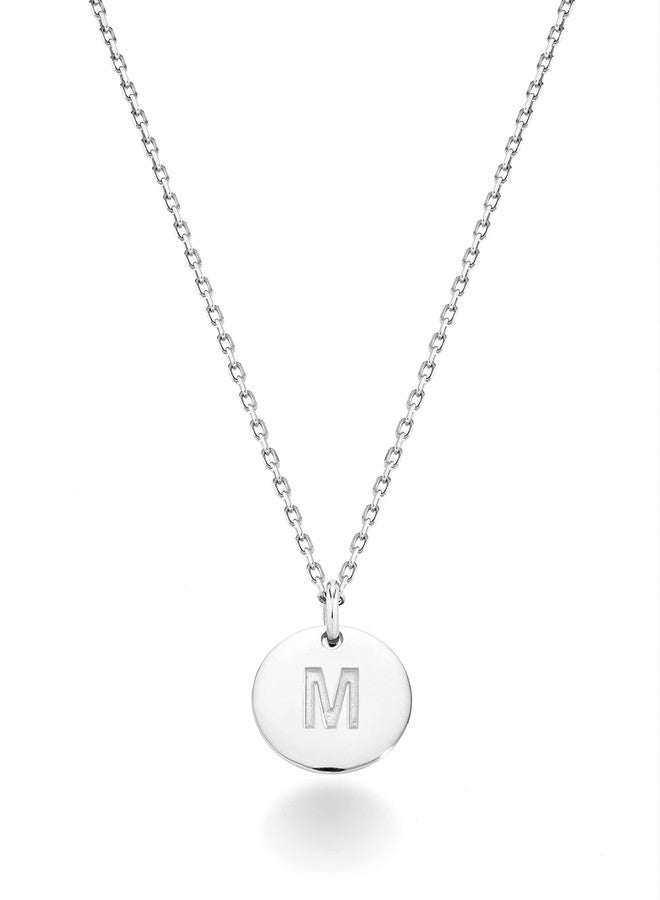 Miabella 925 Sterling Silver or 18K Yellow Gold Plated Dainty Round Initial Pendant Necklace for Women/Adjustable Chain 18 to 20 Inch/Letters A-Z/Made in Italy (M, sterling silver) - Image 1