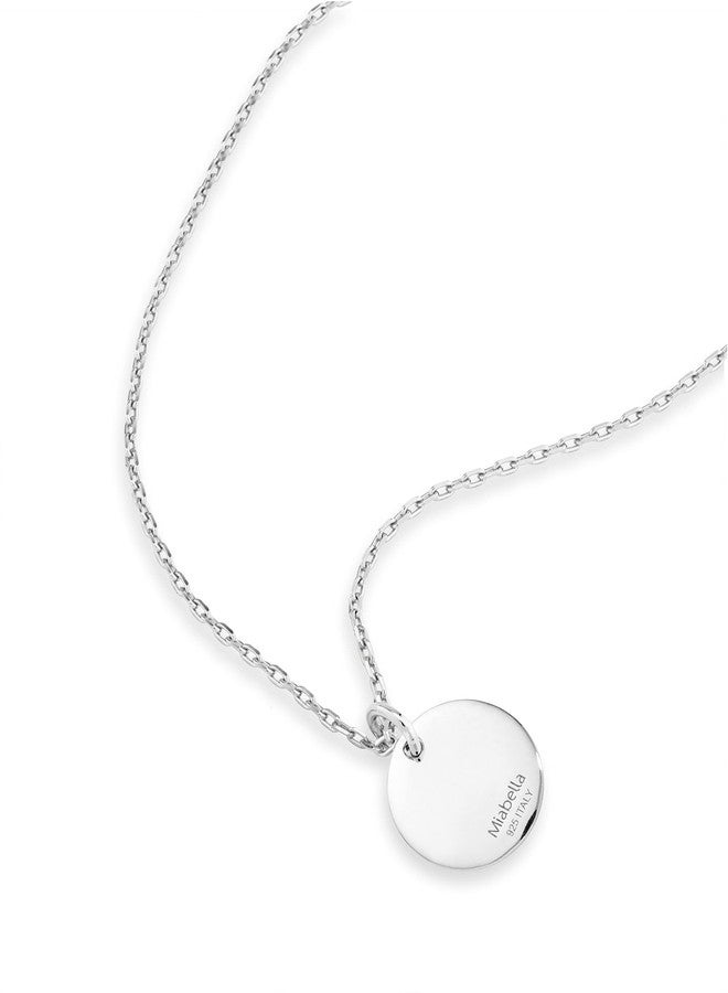 Miabella 925 Sterling Silver or 18K Yellow Gold Plated Dainty Round Initial Pendant Necklace for Women/Adjustable Chain 18 to 20 Inch/Letters A-Z/Made in Italy (M, sterling silver) - Image 3