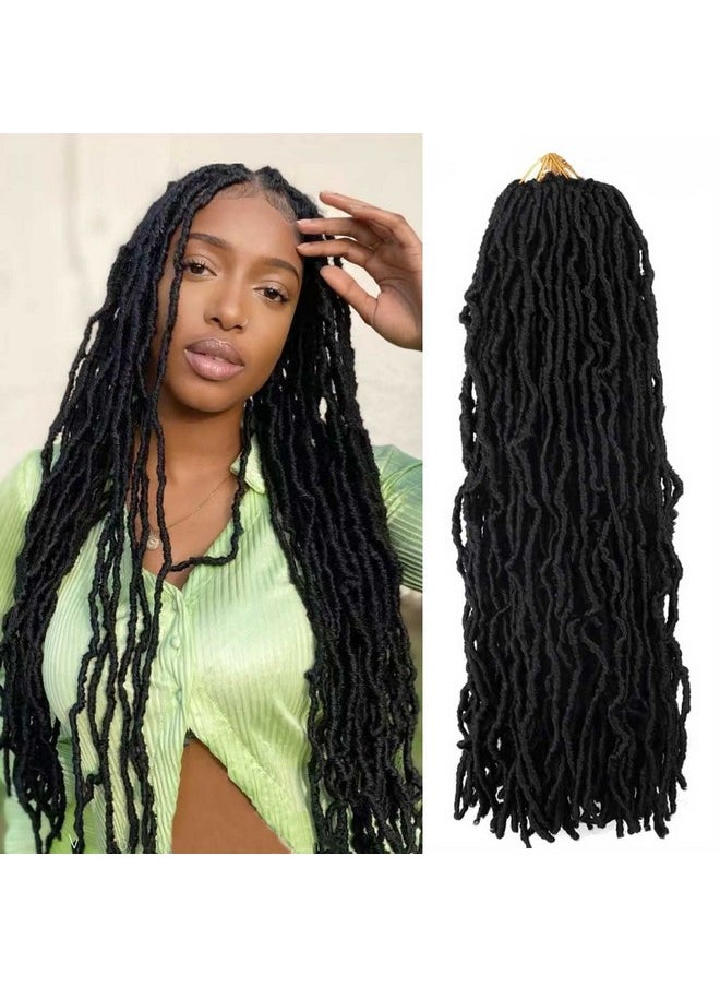 Mytarku 7 Packs 24 Inch Soft Locs Crochet Hair Pre Looped Curly Wavy Faux Locs Crochet Braids for Natural Butterfly Crochet Hair for Black Women (24 inch(pack of 7), 1B)  - Image 1