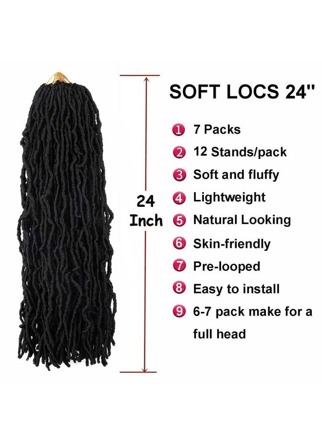 Mytarku 7 Packs 24 Inch Soft Locs Crochet Hair Pre Looped Curly Wavy Faux Locs Crochet Braids for Natural Butterfly Crochet Hair for Black Women (24 inch(pack of 7), 1B)  - Image 3