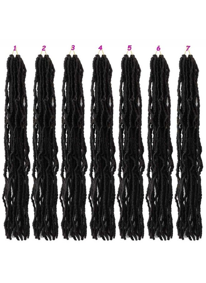 Mytarku 7 Packs 24 Inch Soft Locs Crochet Hair Pre Looped Curly Wavy Faux Locs Crochet Braids for Natural Butterfly Crochet Hair for Black Women (24 inch(pack of 7), 1B)  - Image 2