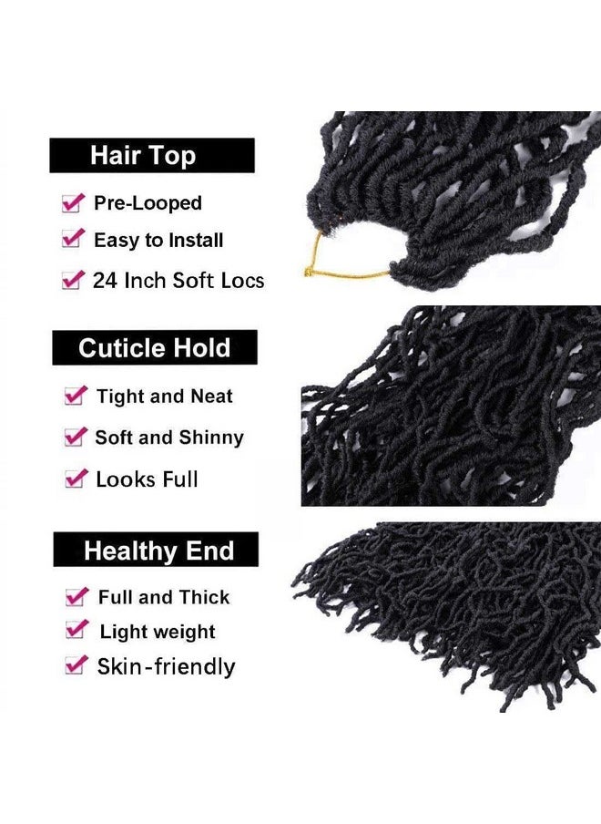 Mytarku 7 Packs 24 Inch Soft Locs Crochet Hair Pre Looped Curly Wavy Faux Locs Crochet Braids for Natural Butterfly Crochet Hair for Black Women (24 inch(pack of 7), 1B)  - Image 4