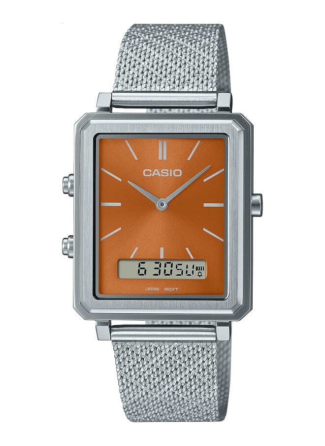 CASIO - Men Watch Analog Digital Brown Dial Stainless Steel Mesh Band MTP-B205M-5EDF - Image 1
