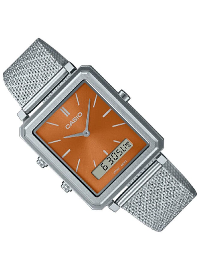 CASIO - Men Watch Analog Digital Brown Dial Stainless Steel Mesh Band MTP-B205M-5EDF - Image 1