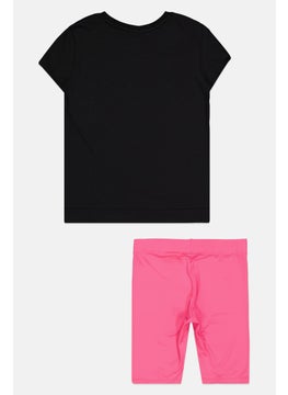 PUMA Kid Girl 2 Pieces Graphic Print Top And Bottom Set, Black/Pink  - Image 2