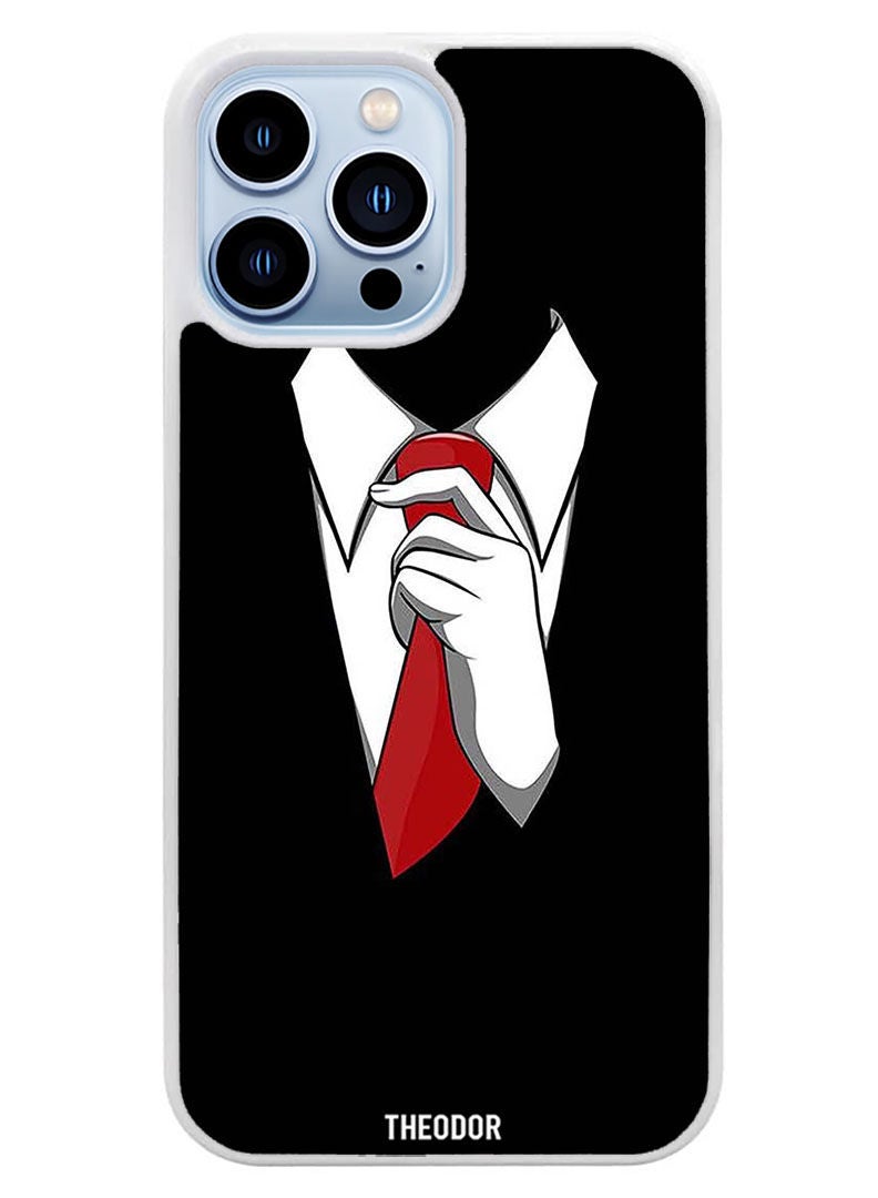 Theodor غطاء حماية لجهاز آبل آيفون 14 برو ماكس للرجال (حافة بيضاء) - Image 1