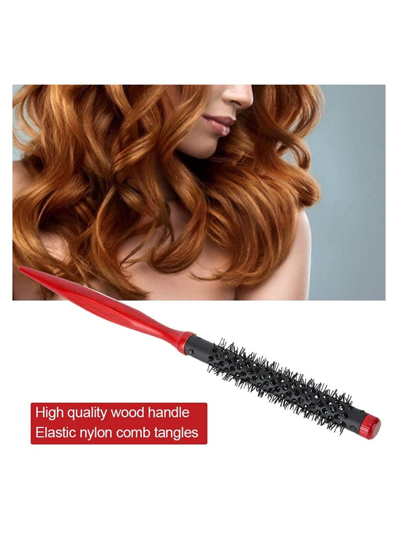 LA PERLA TECH  شعر مستدير، فرشاة شعر مستديرة للتجفيف، فرشاة مستديرة صغيرة للشعر القصير، مشط دوار، مقبض خشبي مدبب، مشط فرشاة تصفيف الشعر بشعيرات النايلون (الحجم 12) - Image 4