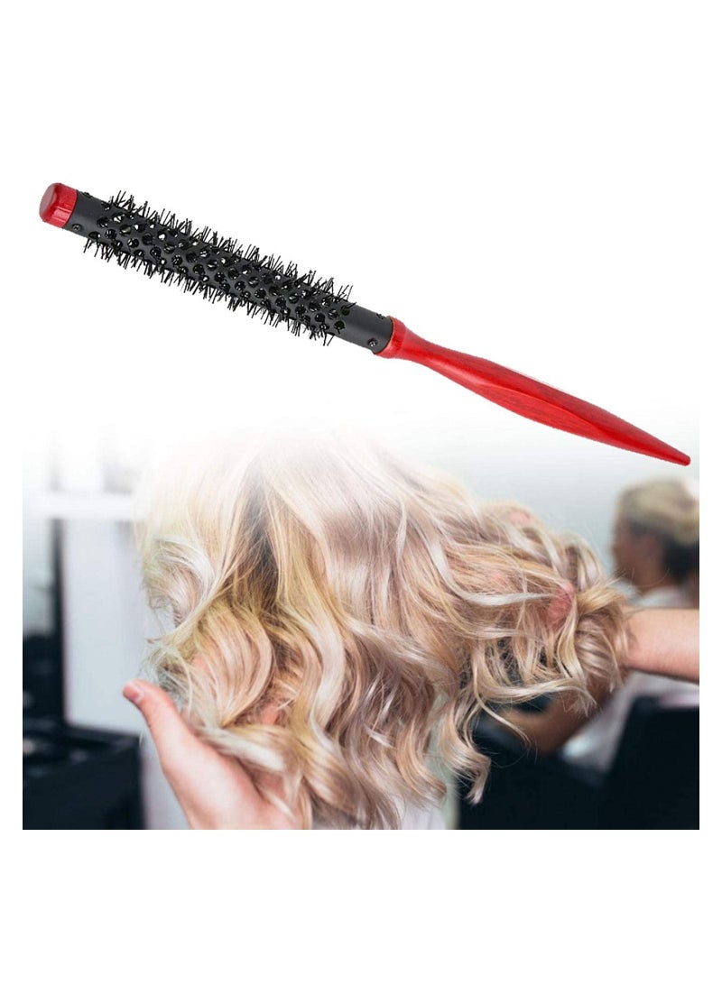 LA PERLA TECH  شعر مستدير، فرشاة شعر مستديرة للتجفيف، فرشاة مستديرة صغيرة للشعر القصير، مشط دوار، مقبض خشبي مدبب، مشط فرشاة تصفيف الشعر بشعيرات النايلون (الحجم 12) - Image 3